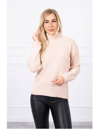 Bledoružový sveter s golierom